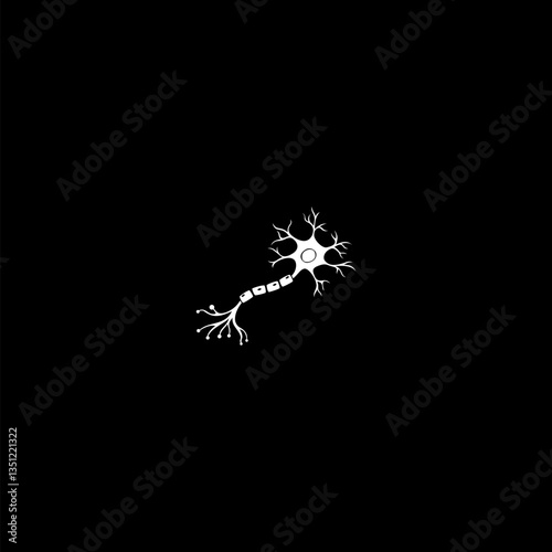 Nerve cell icon. Neuron Anatomy icon isolated on dark background
