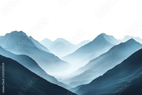 Majestic Mountain Landscape with Mist Transparent Background