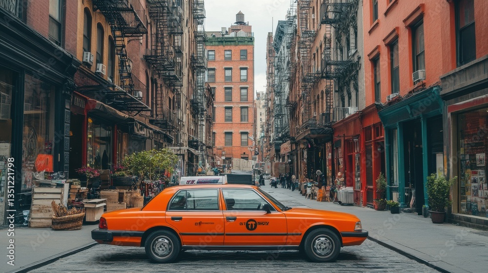 Obraz premium Unique Taxi Design on City Street