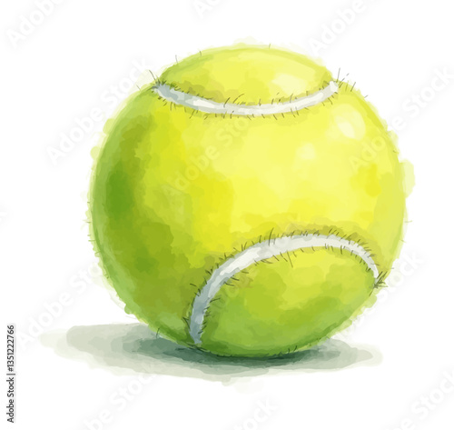 Tennis Ball Close Up Still Life Illustration with Shadow on Black Background