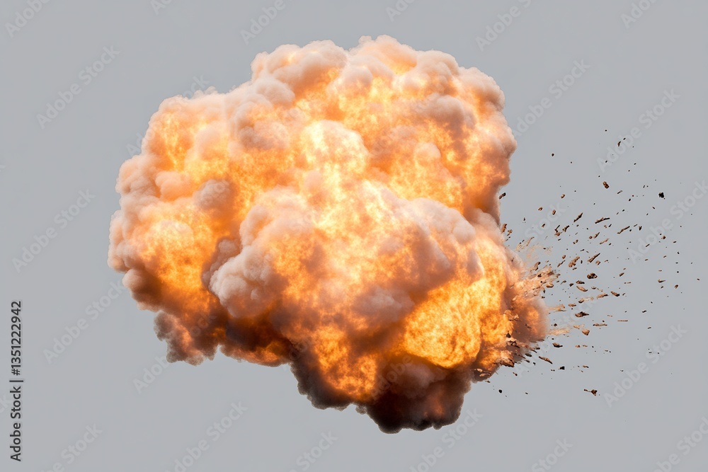 Fiery explosion, debris, isolated background, VFX (1) Fiery explosion, debris, isolated background, VFX (1)
