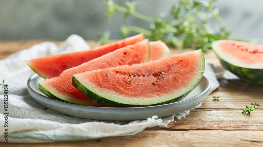 Watermelon Slices on a Plate Watermelon Slices on a Plate