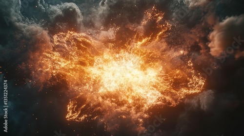 Wallpaper Mural Fiery explosion in dark clouds, intense heat and light. Torontodigital.ca