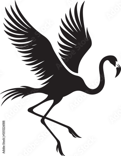 Black Silhouette Flamingo Vector Art
