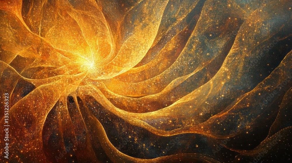 Obraz premium Abstract swirling golden fractal design