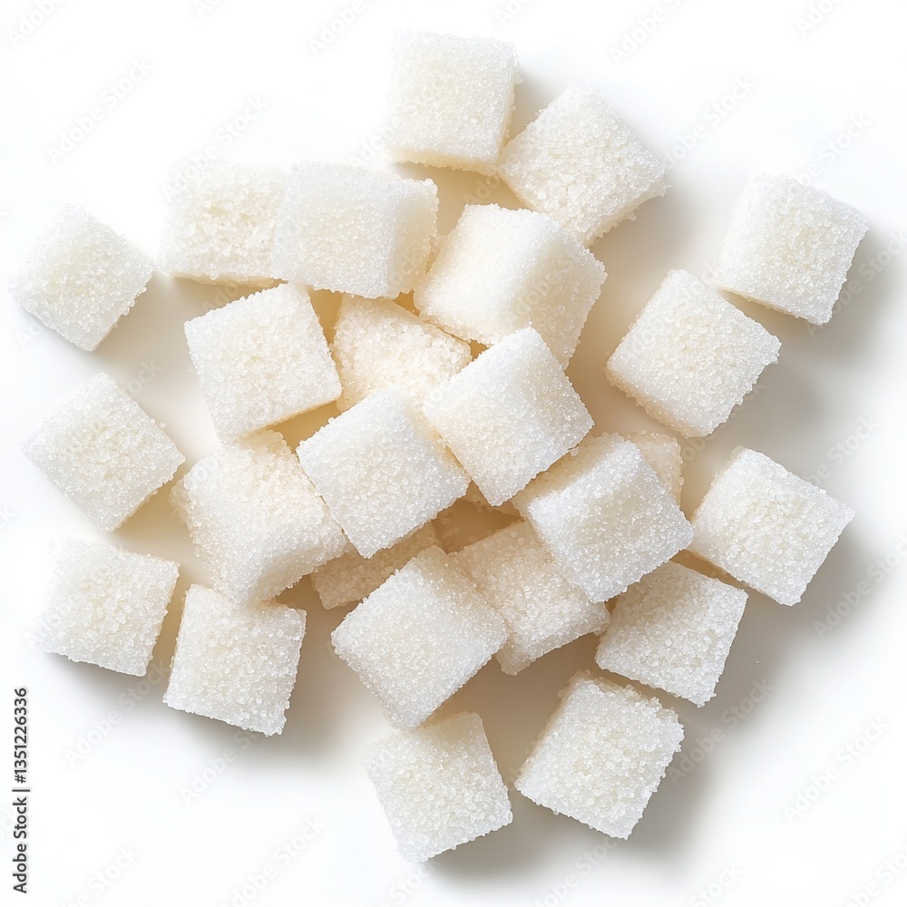 Collection of white sugar cubes, isolated on white background Collection of white sugar cubes, isolated on white background