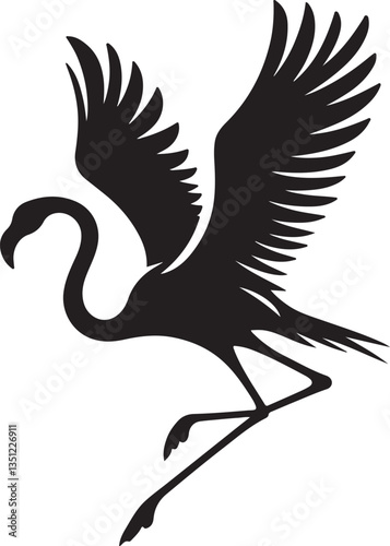 Black Silhouette Flamingo Vector Art
