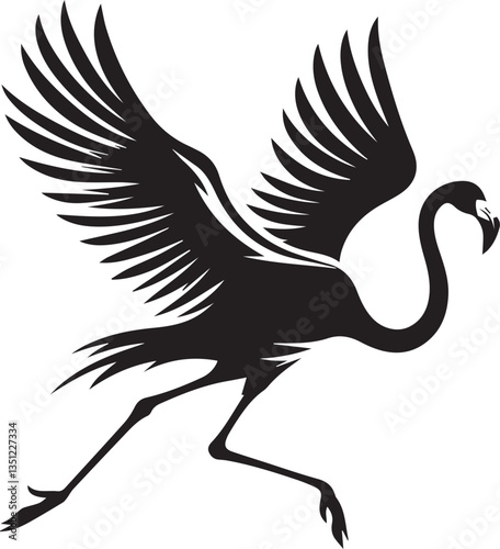 Black Silhouette Flamingo Vector Art
