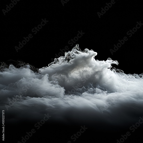 set of cool white steam smoke rising with spray. Isolated on black background.