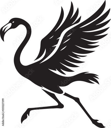 Black Silhouette Flamingo Vector Art
