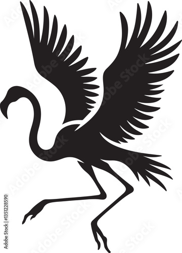 Black Silhouette Flamingo Vector Art
