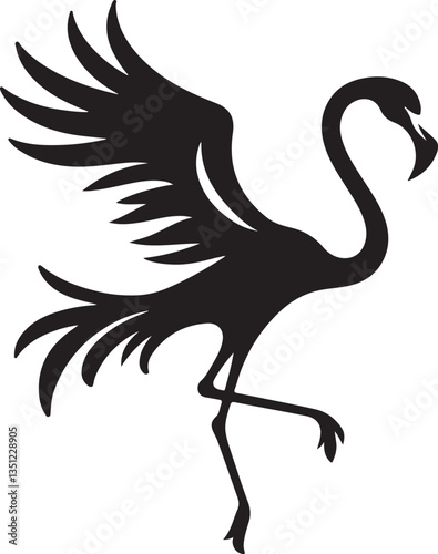 Black Silhouette Flamingo Vector Art
