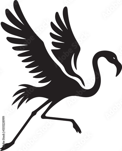 Black Silhouette Flamingo Vector Art

