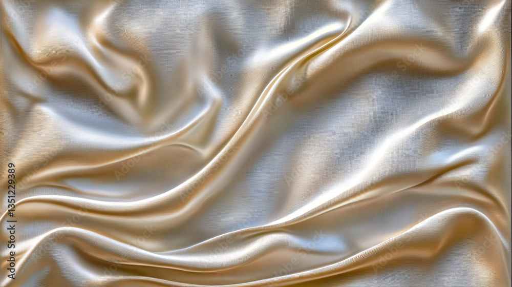 Obraz premium Luxurious gold silk fabric flowing gracefully with twisted ribbons in metallic tones creating an elegant and opulent visual experience.
