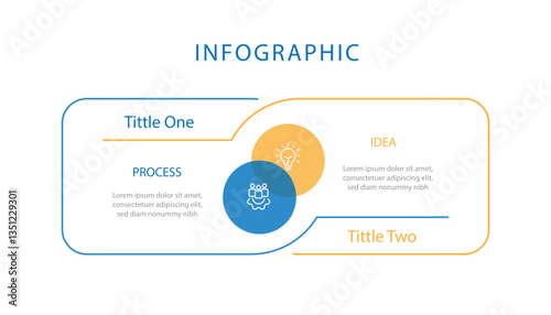 2 step line process infographic template. 