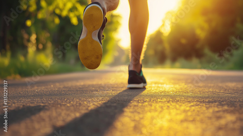 Morning, running fitness man, healthy life, aerobic exercise