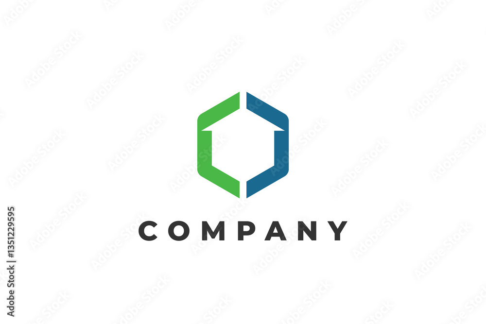 abstract hexagon with arrow or house modern logo abstract hexagon with arrow or house modern logo
