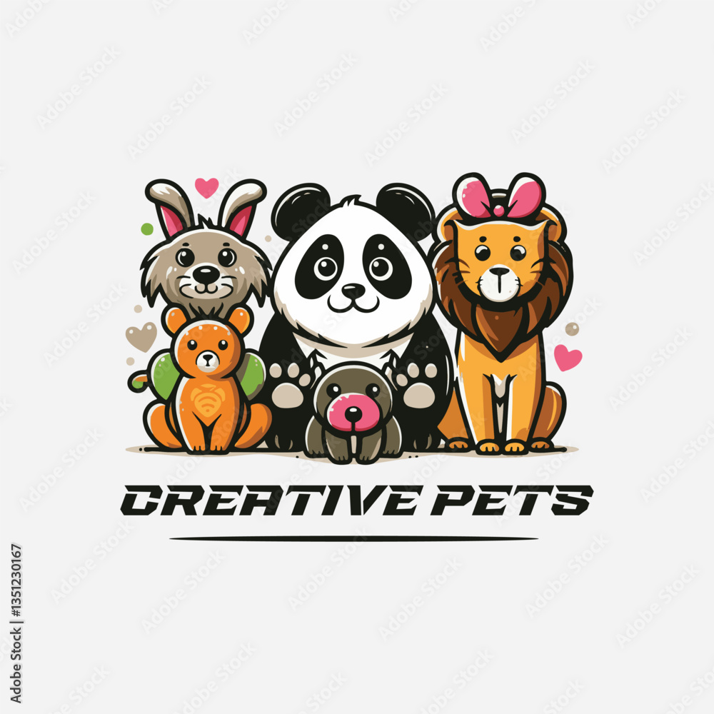 Naklejka premium Vector Pet Shop Logo Design Template. artistic creative Pet company logo. Dog and cat animal pet logo design inspiration