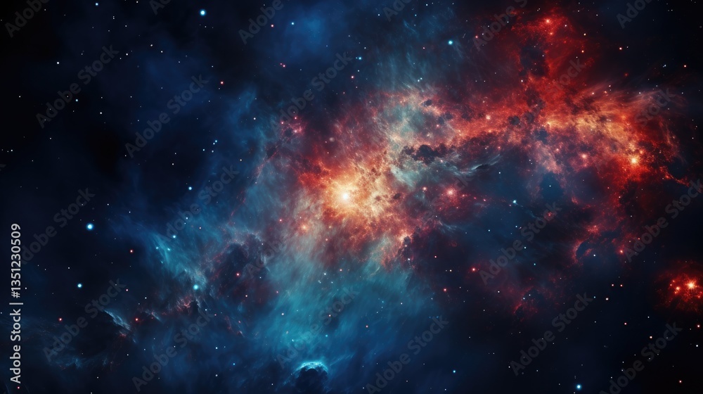 Naklejka premium Cosmic Nebula with Vivid Colors