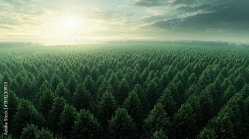 Mesmerizing Panoramic View of Endless Pine Forest Under the Sky