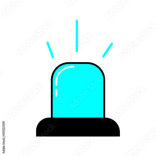 Alarm siren vector icon set. Emergency siren ambulance or police, outline symbol