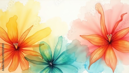 An abstract watercolor artwork with vibrant colors and fluid shapes, perfect for creative and artistic themes.