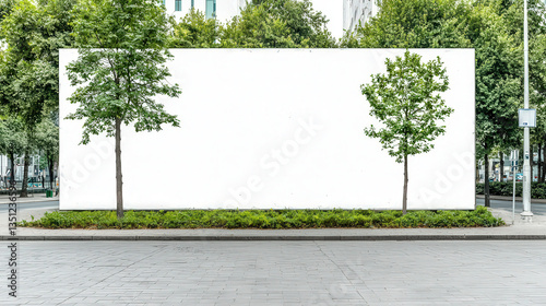 A massive LED billboard mockup at an intersection, clear sky, realistic digital advertising effect