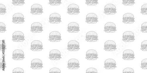 doodle burger pattern background. doodle fast food burger seamless pattern background. seamless pattern of burger in doodle style. Seamless Pattern of a Cheese Burger or Hamburger. hamburger pattern.