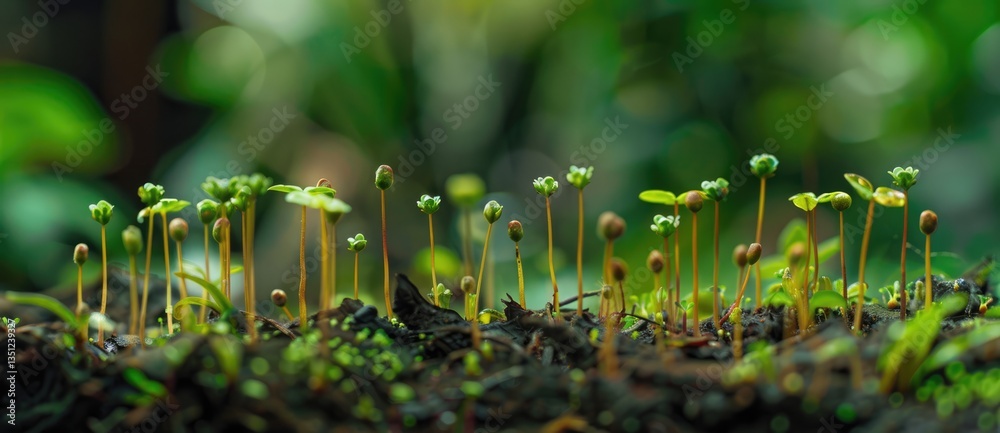 Tiny Green Shoots Emerging from the Earth Tiny Green Shoots Emerging from the Earth