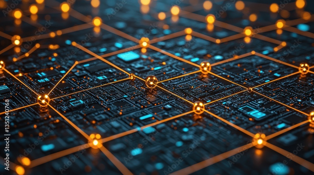 Obraz premium Abstract Network Connections: Digital Circuitry and Interconnectivity