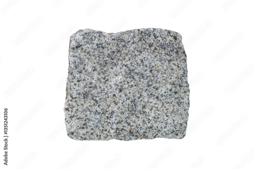 A square granite rock stone isolated on white background. A square granite rock stone isolated on white background.