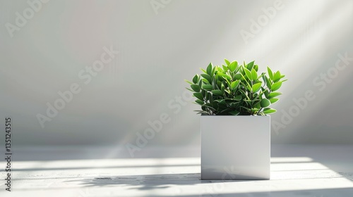 Green Plant in a White Pot on a White Table