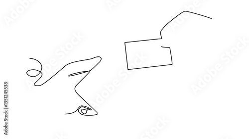 Minimalist line drawing animation of a hand scanning an NFC card on a smartphone