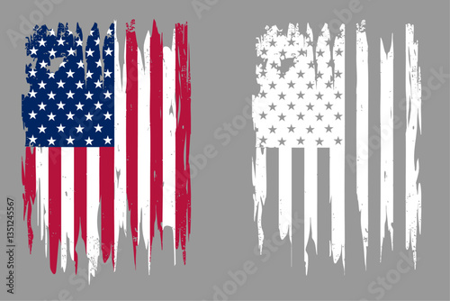 Weathered Ripped American Usa Flag Torn Vertical 