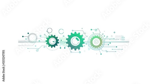 Abstract Technology Background with Gears and Lines