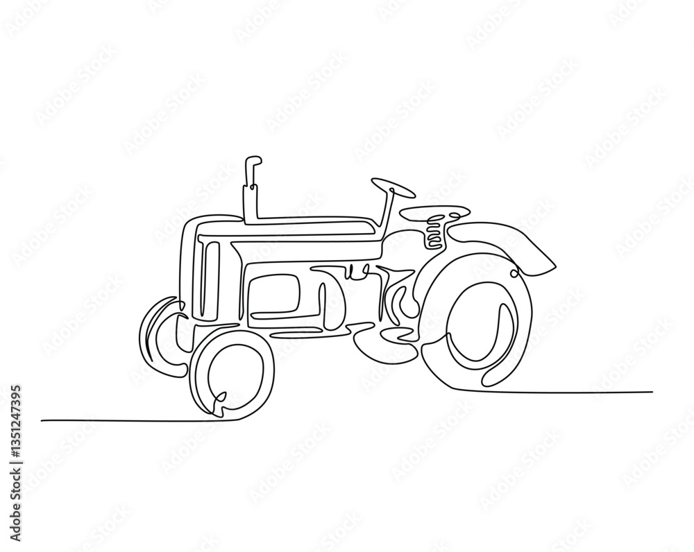 custom made wallpaper toronto digitalOne continuous line drawing of tractor vector illustration. Farming tractor monoline design. Technology concept.