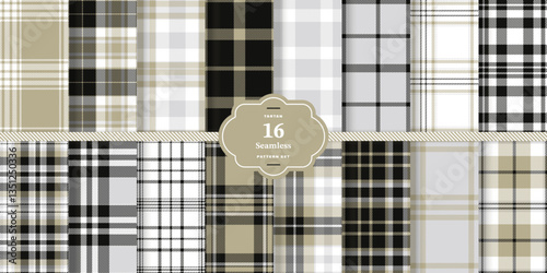 Wallpaper Mural Plaid pattern seamless. Mellow Amber & Pale Straw Tartan Fabric Design. Set of 16 Torontodigital.ca