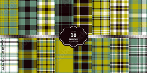 Deep Scarlet and Cream Bisque Seamless Tartan Fabric Design Set of 16