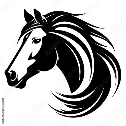 Wallpaper Mural Stylized horse head illustration in black and white, perfect for logos, tattoos, and graphic design projects. Torontodigital.ca