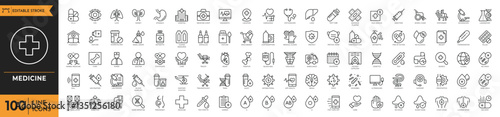 Medicine icon set. Containing doctor, medicine, hospital, treatment, healthcare, nurse, pills, clinic and more. large set icons. Vector illustration