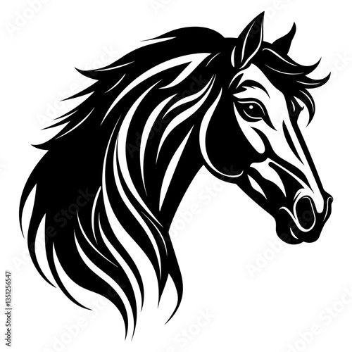 Wallpaper Mural Stylized horse head illustration in black and white, perfect for logos, tattoos, and graphic design projects. Torontodigital.ca