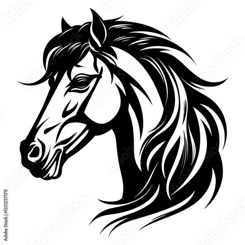 Wallpaper Mural Stylized horse head illustration in black and white, perfect for logos, tattoos, and graphic design projects. Torontodigital.ca