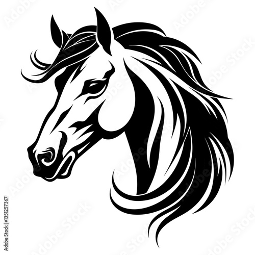 Wallpaper Mural Stylized horse head illustration in black and white, perfect for logos, tattoos, and graphic design projects. Torontodigital.ca