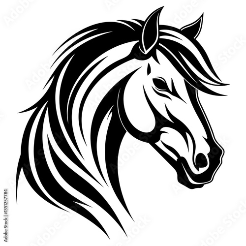 Wallpaper Mural Stylized horse head illustration in black and white, perfect for logos, tattoos, and graphic design projects. Torontodigital.ca