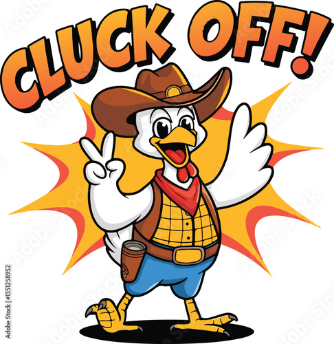 Cluck off Funny Sublimation Cowboy Chicken t-shirt design.