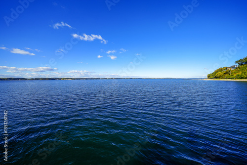 Fototapeta Naklejka Na Ścianę i Meble -  View of the beach in the Baltic Sea town of Glücksburg. Landscape on the Flensburg Fjord.
