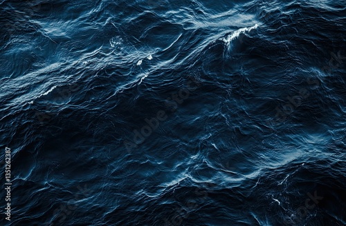 Dark, choppy ocean waves.  Close-up view of turbulent sea surface