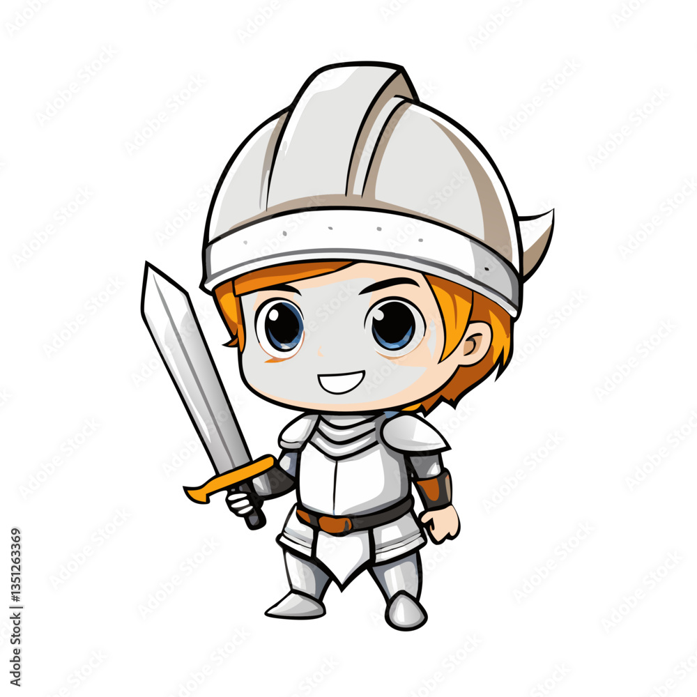 a cartoon knight standing proudly holding a sword and wearing a helmet and armor. This illustration shows a brave, cute warrior character ready for adventure. a cartoon knight standing proudly holding a sword and wearing a helmet and armor. This illustration shows a brave, cute warrior character ready for adventure.