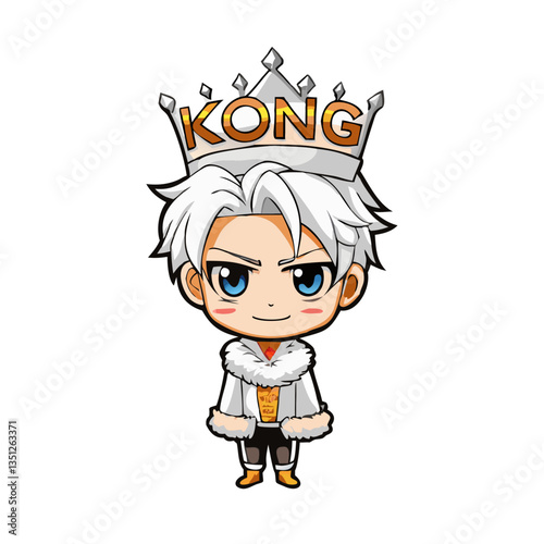 an illustration of a king character with a crown and royal attire. The character is drawn in a cartoonish style