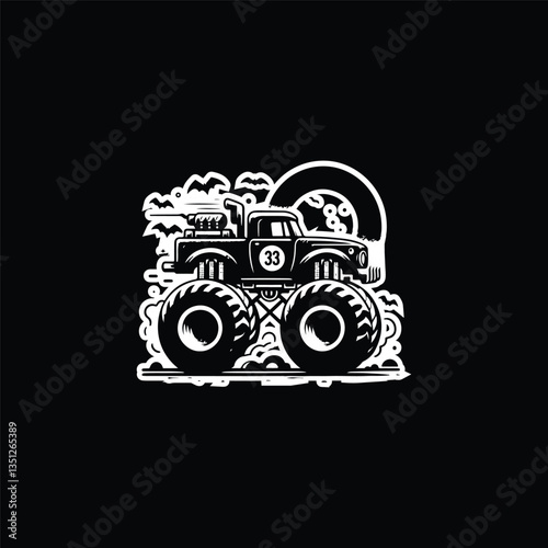 car retro black and white vector